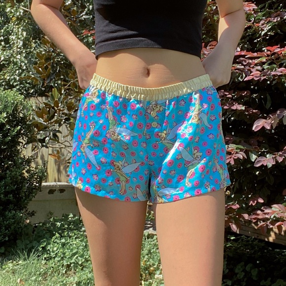 Disney Pants - VINTAGE DISNEY TINKER BELL SILK SHORTS